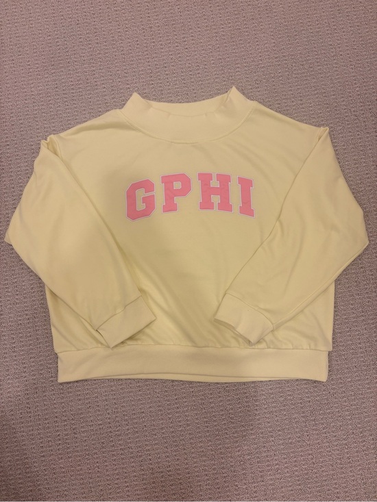 TCL Tops - Pastel Yellow Mockneck with Pink GPHI Lettering